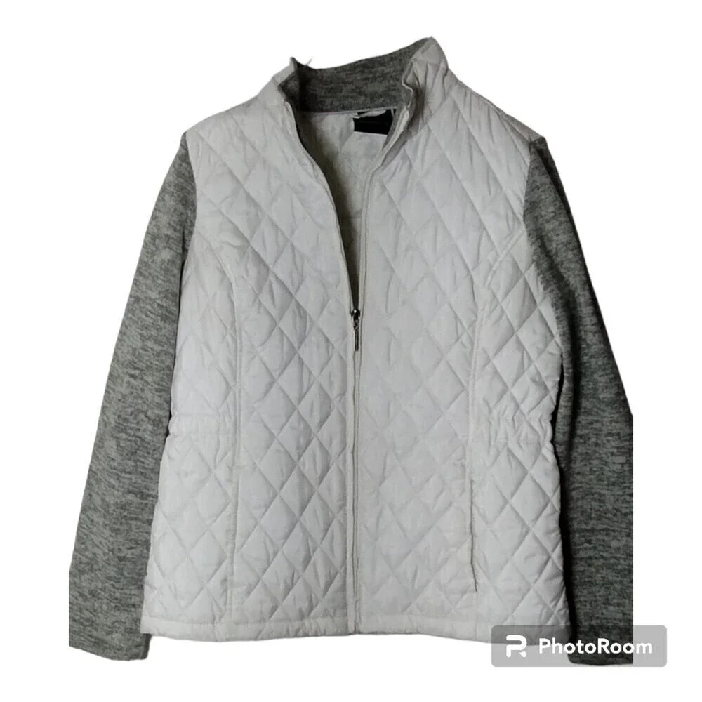WeatherProof White and Grey and White Lightweight Puffer Athletic Jacket Size‎ M